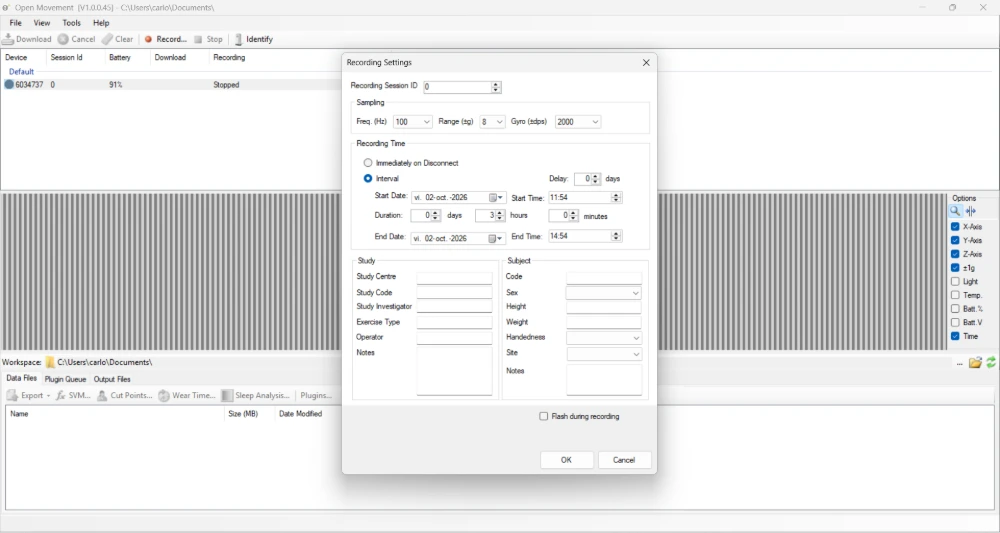 Recording Settings with Interval
